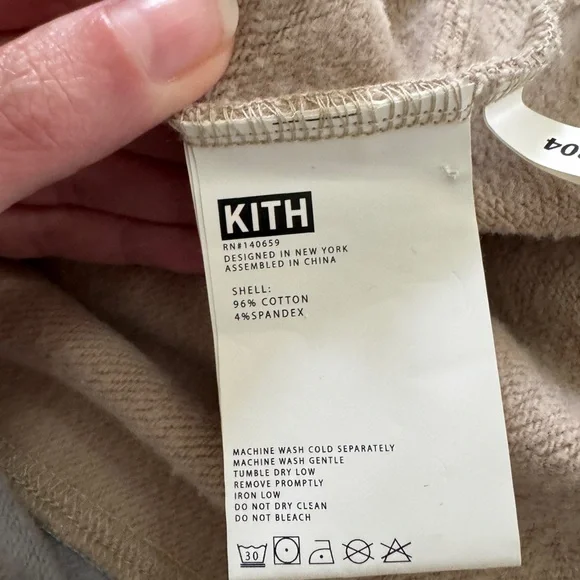 Kith Unisex Hoodie Colorblock College Sweatshirt in White, Gray, Tan - Picture 7 of 13
